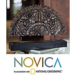 Wood 'Sunflower Fan' Statuette (Thailand)