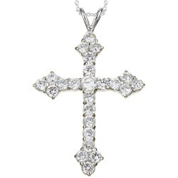 Sterling Silver Cubic Zirconia Cross Necklace