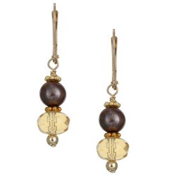 Charming Life 14k Goldfill Citrine and Brown Pearl Earrings (5.5-6.5 mm)