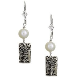 Charming Life Silverplated White FW Pearl Asian Charm Earrings