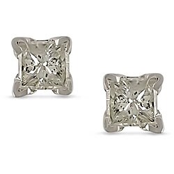 14k Gold 1/3ct TDW Princess-cut Diamond Studs (J-K, I2-I3)
