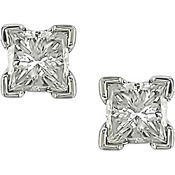 14k Gold 1/2ct TDW Princess-cut Value Diamond Stud Earrings (J-K, I2-I3)