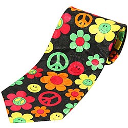 Mystic Clothing Satin 70s Peace and Love Necktie with Gift Box