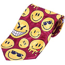 Mystic Clothing Satin Chat Smiley Faces Necktie with Gift Box