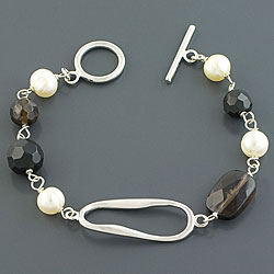 Sterling Silver Multi-gemstone Bracelet (China)