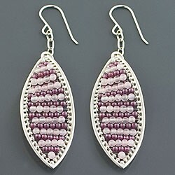 Sterling Silver Rose Quartz and Amethyst Earrings (China)