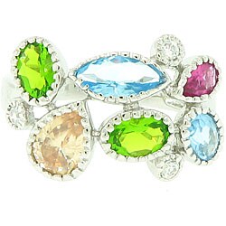 Silvertone Fancy Cubic Zirconia Ring
