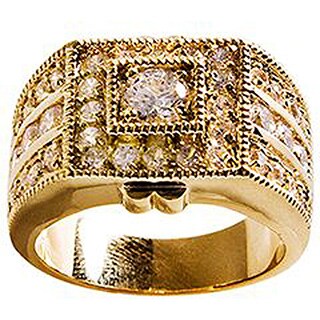 14k Yellow Gold Overlay 'Sparkler' CZ Men's Ring