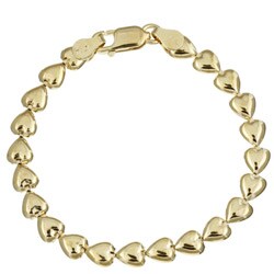14k Gold over Silver Italian Heart Link Bracelet