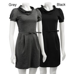 Necessary Objects Junior's Puff-sleeve Belted Dress