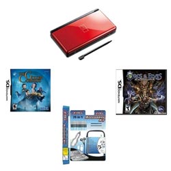 Nintendo DS Red Bundle with 2 Games and 25 Extras