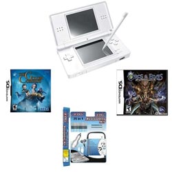 Nintendo DS White Bundle with 2 Games, 25 Extras