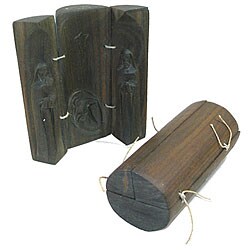 Hand-carved Tri-fold Hardwood Nativity (Argentina)