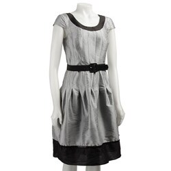 JS Boutique Women's Belted Colorblock Shantung Dress