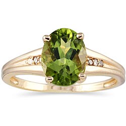 10k Yellow Gold Peridot and Diamond Ring