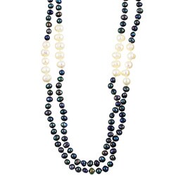 White and Black Freshwater Pearl Endless Necklace (5.2-8 mm)