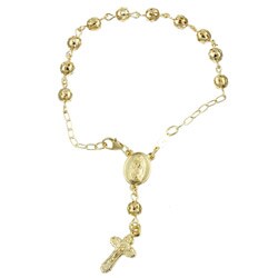 14k Gold over Silver 7-inch Rosary Bracelet