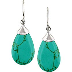 Sterling Silver Turquoise Teardrop Hook Earrings