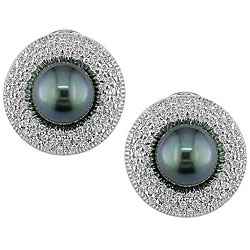 14k Gold Pearl and 1ct TDW Diamond Earrings (9-10 mm) (G-H-I, I1)