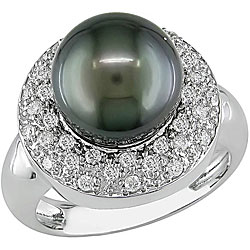 14k Gold Tahitian Pearl and 1/3ct TDW Diamond Ring (9-10 mm) (G-H-I, I1)