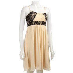 Max & Cleo Ribbed Chiffon/ Lace Dress