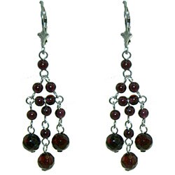 Sterling Silver Garnet Chandelier Earrings
