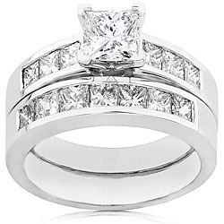 18k Gold 2 1/2ct TDW Princess Diamond Bridal Set (I, SI2) (Size 6.5)