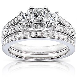 14k Gold 1ct TDW Princess-cut Diamond Bridal Set