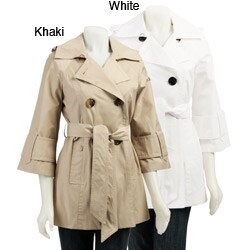 FINAL SALE Miss Sixty Women's Double-breasted Wide-sleeve Trench Coat