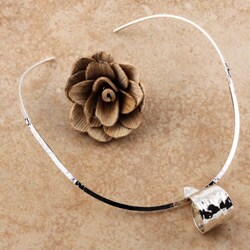 Sterling Silver Hammered Hoop Necklace (Mexico)