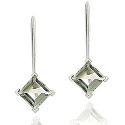 18k Gold over Sterling Silver Green Amethyst Drop Earrings