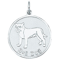 Sterling Silver Bull Dog Round Disc Charm