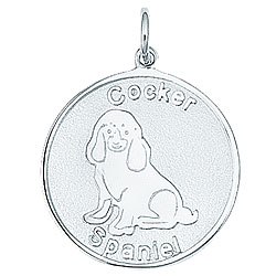 Sterling Silver Cocker Spaniel Round Disc Charm