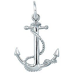 Sterling Silver Large Anchor and Rope Charm