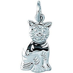 Sterling Silver 'Sitting Cat' Flat Charm