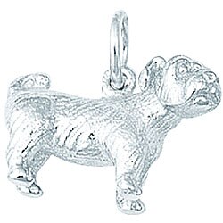 Sterling Silver 3D Pug Dog Charm