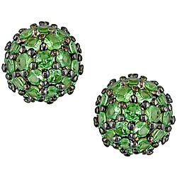 Sterling Silver Tsavorite Stud Ball Earrings