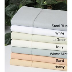 Hemstitch Collection 650 Thread Count Cotton Sateen Sheet Set
