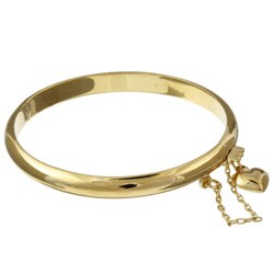 14k Gold over Silver Polished Heart Charm Baby Bangle