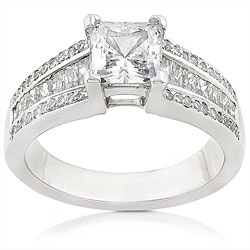 14k Gold 2ct TDW Princess Diamond Engagement Ring (F-H, VS-I1)