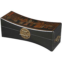 Handmade Black Leather Chinese Empire Jewelry Box