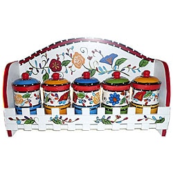 Fiesta Collection Hand-painted 5-piece Spice Rack