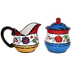 Fiesta Collection Hand-painted Sugar and Creamer