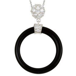 Meredith Leigh Silver Round Onyx and Cubic Zirconia Necklace