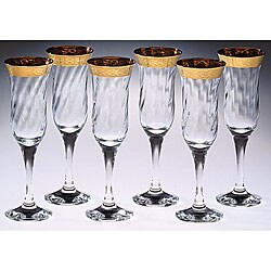 Italian Flutes with 14k Gold Trim (Set of 6)