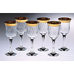 Italian Wine Glasses with 14k Gold Trim (Set of 6)