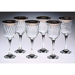 Italian Wine Glasses with Silver Trim (Set of 6)