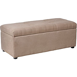 Mocha Microfiber Hinged-storage Ottoman Bench