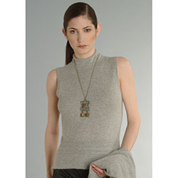Lusso Women's Cashmere Pointelle Trim Shell
