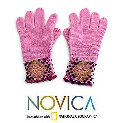 Alpaca Wool Blend 'Strawberry Sprinkles' Gloves (Peru)